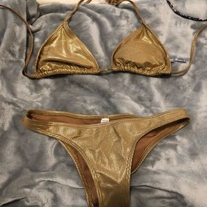 AERIE GOLD SEQUIN BIKINI